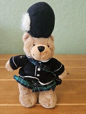 Harrods Bear Plush Stuffed Animal  Plaid Kilt Black Green Small Soft Toy